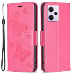 Xiaomi Redmi Note 12 Pro 5G Fodral Med Fjäril Tryck Rosa