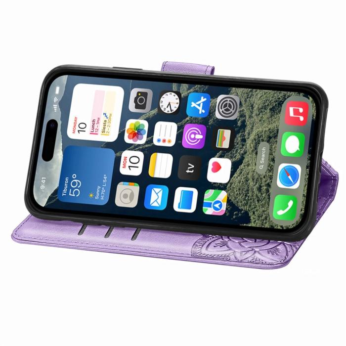 Bild 4, iPhone 17e / 16e Fodral Med Fjäril Tryck Lila