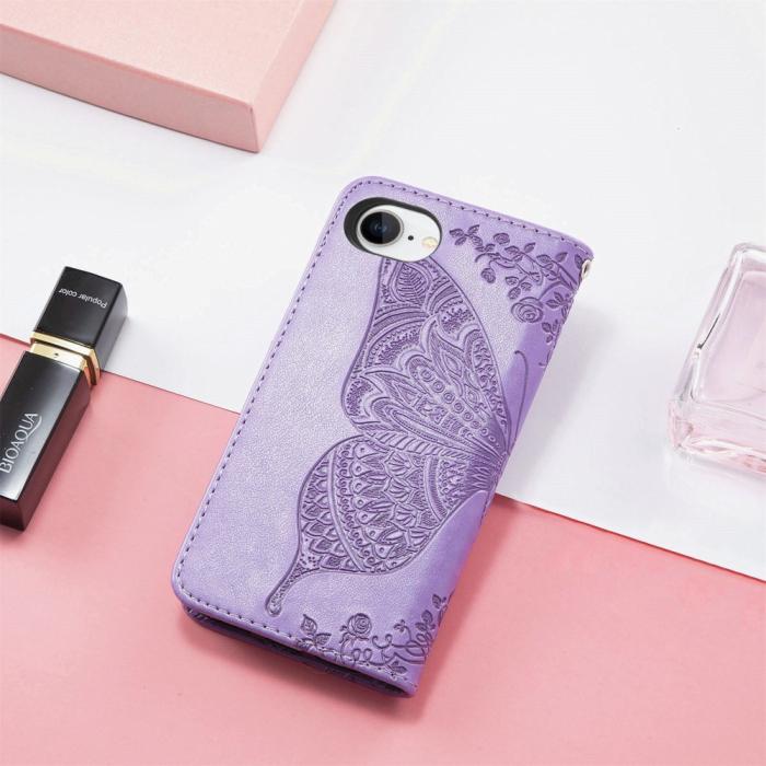 Bild 6, iPhone 17e / 16e Fodral Med Fjäril Tryck Lila