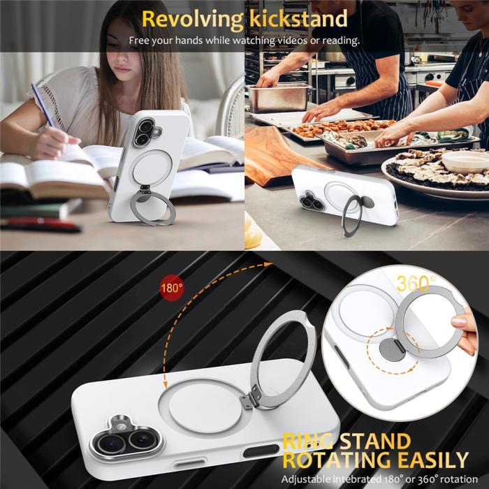 Bild 5, iPhone 16 Skal MagSafe Kickstand Hybrid Vit