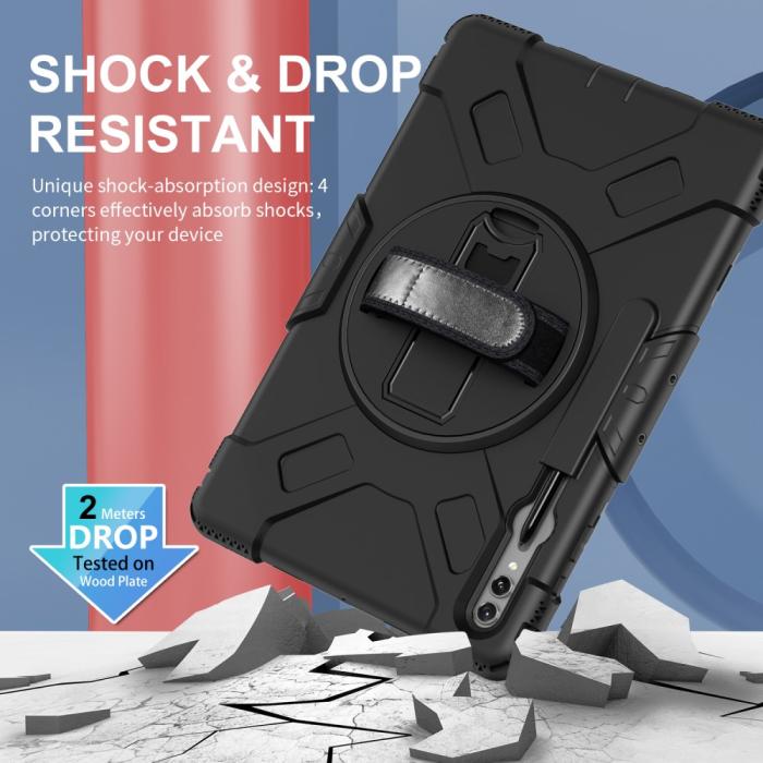 Bild 3, Samsung Galaxy Tab S9 Ultra Skal 360 Rotation Shockproof Med Rem