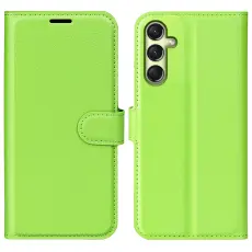 Samsung Galaxy A16 Fodral Litchi L&auml;der Gr&ouml;n