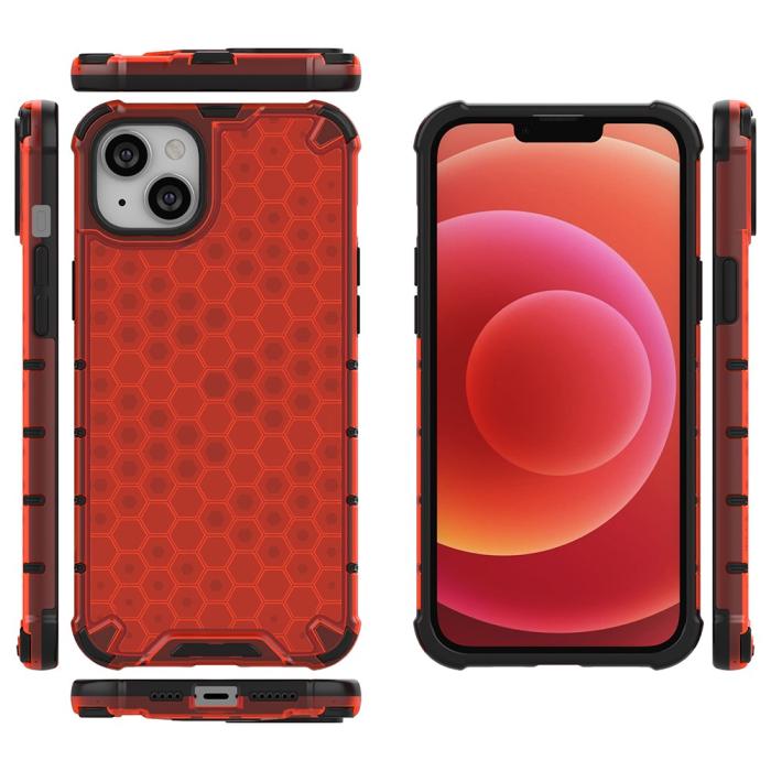 Bild 6, iPhone 15 Plus Skal Honeycomb Shockproof Röd