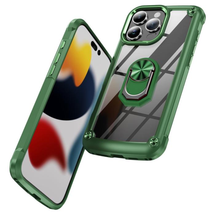 Bild 2, iPhone 16 Pro Max Skal Shockproof Ring Hybrid Grön