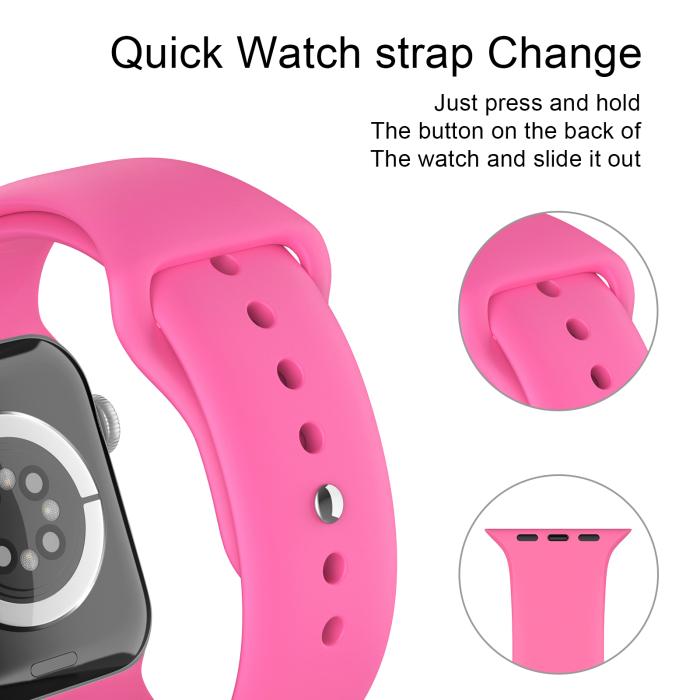 Bild 4, Apple Watch 42/44/45/49 mm Silikon Armband (M/L) Hot Pink