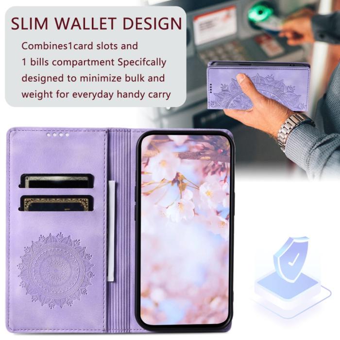 Bild 6, Samsung Galaxy A55 5G Fodral Mandala Flip Läder Lila