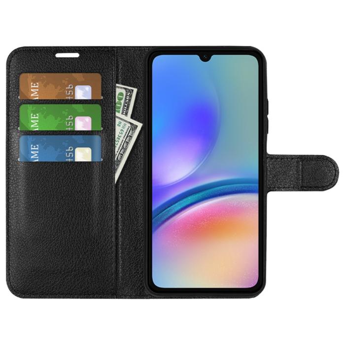 Bild 2, Samsung Galaxy A05s 4G Fodral Litchi Läder Svart