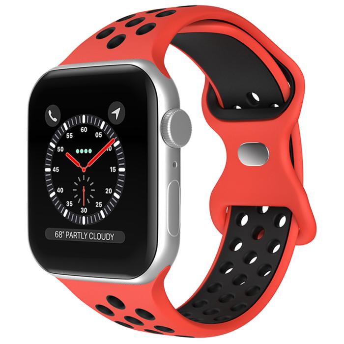 Bild 2, Sportarmband Dual-Color Apple Watch 42/44/45/49 mm (M/L) Röd/Svart