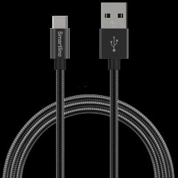 Smartline 1m 3A USB-C Laddningskabel Metallic Svart