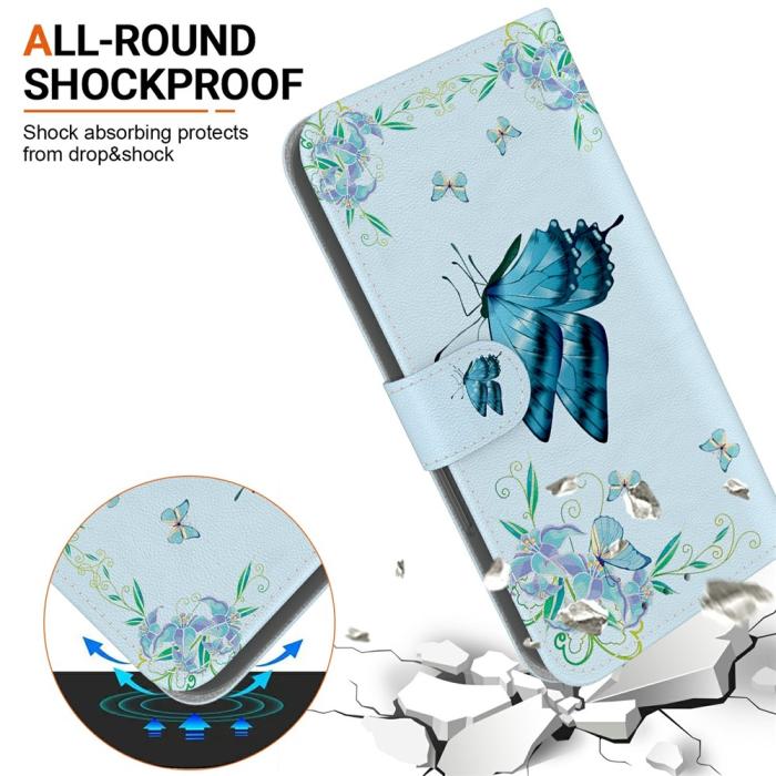 Bild 3, Samsung Galaxy A27 5G Fodral Läder Fjäril Blå