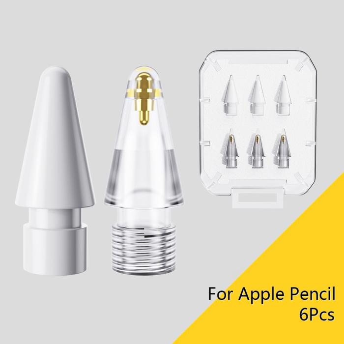 Bild 3, ESSAGER 6-PACK Ersättning Pennspets Apple Pen 1/2/Pro Vit/Transparent