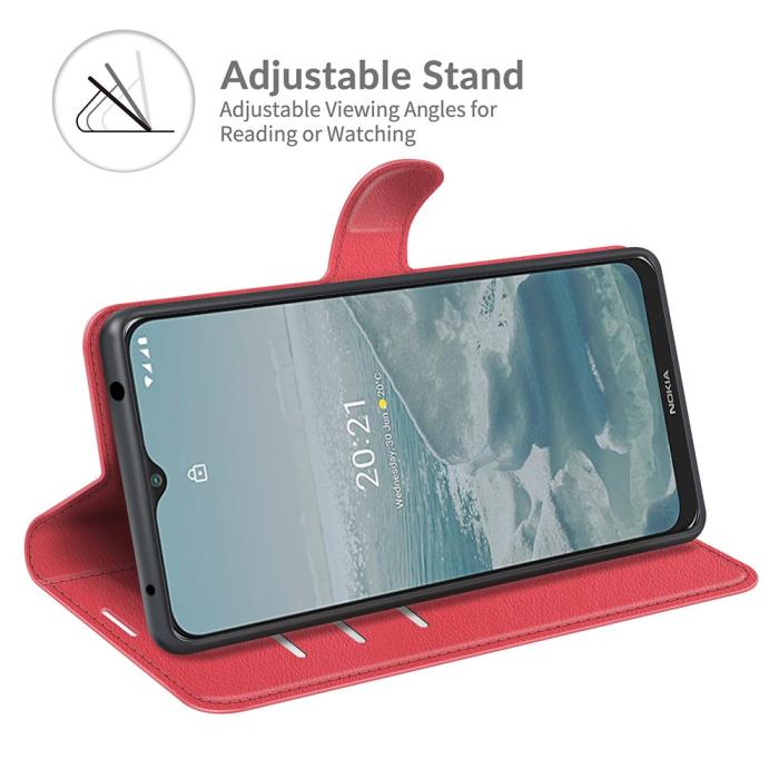 Bild 5, Nokia G10 / G20 Fodral Litchi Läder Röd