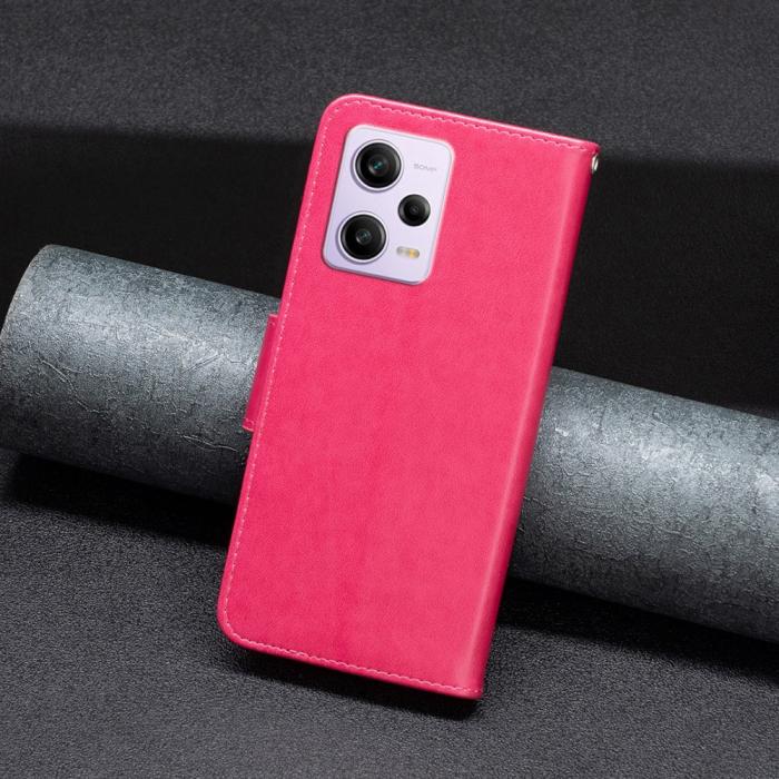 Bild 4, Xiaomi Redmi Note 12 Pro 5G Fodral Med Fjäril Tryck Rosa