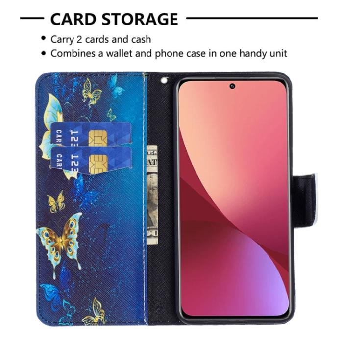 Bild 5, Xiaomi 12 Fodral Med Tryck Guld Fjäril
