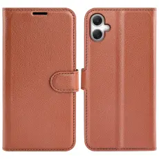 Samsung Galaxy A07 Fodral Litchi L&auml;der Brun