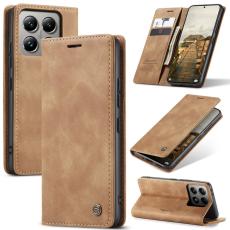 CASEME Xiaomi 14T Pro Fodral Flip L&auml;der Brun