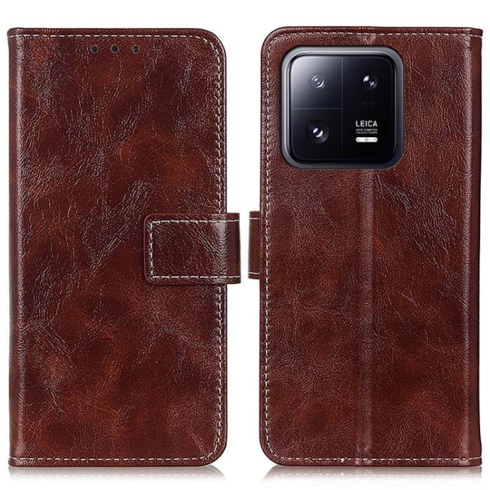 Bild 2, Xiaomi 13 Pro 5G Fodral Crazy Horse Retro Läder Brun