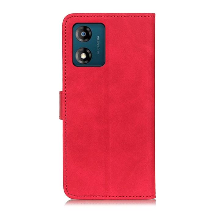 Bild 3, KHAZENH Motorola Moto E13 Fodral Retro Läder Röd