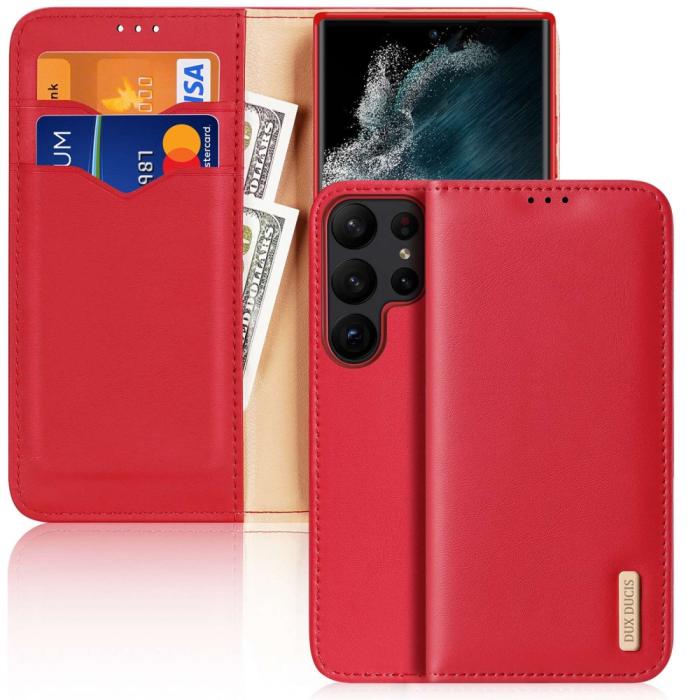 Bild 1, DUX DUCIS Galaxy S23 Ultra Fodral RFID Äkta Läder Röd