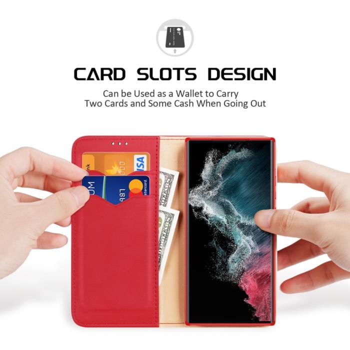 Bild 2, DUX DUCIS Galaxy S23 Ultra Fodral RFID Äkta Läder Röd