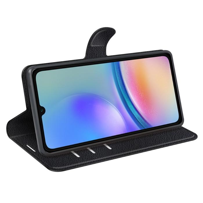 Bild 3, Samsung Galaxy A05s 4G Fodral Litchi Läder Svart