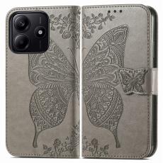 Xiaomi Redmi Note 14 5G Fodral L&auml;der Fj&auml;ril Tryck Gr&aring;
