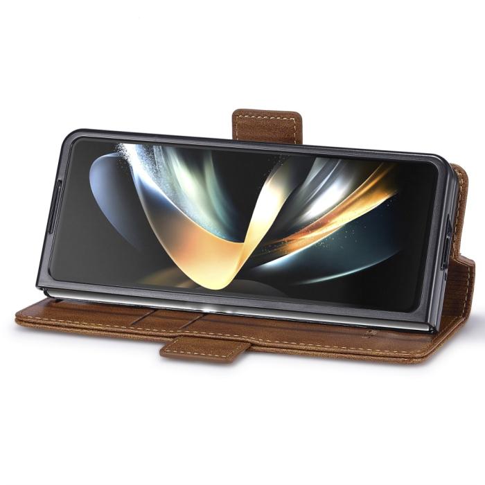 Bild 3, LC.IMEEKE Galaxy Z Fold 5 Fodral RFID Läder Brun