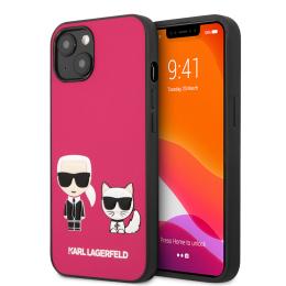 Karl Lagerfeld iPhone 13 Skal Karl & Choupette PU Läder Fuchsia