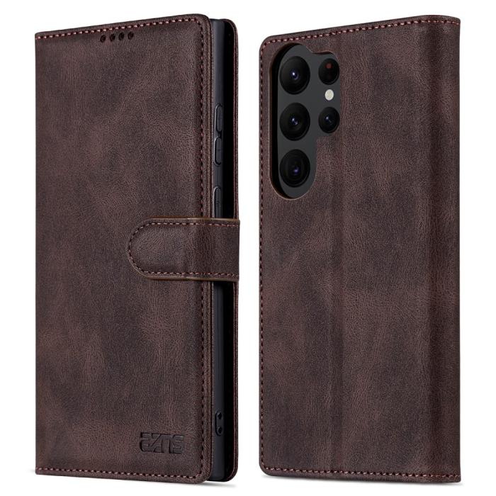 Bild 1, AZNS Samsung Galaxy S23 Ultra Fodral Läder Brun