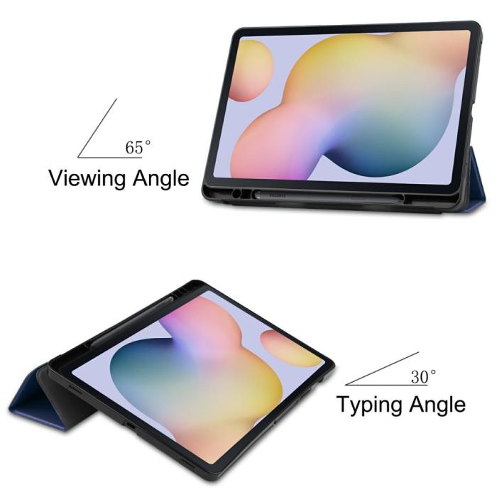 Bild 3, Samsung Galaxy Tab S7 / Tab S8 Fodral Tri-Fold Pennhållare Blå