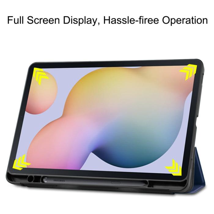 Bild 4, Samsung Galaxy Tab S7 / Tab S8 Fodral Tri-Fold Pennhållare Blå