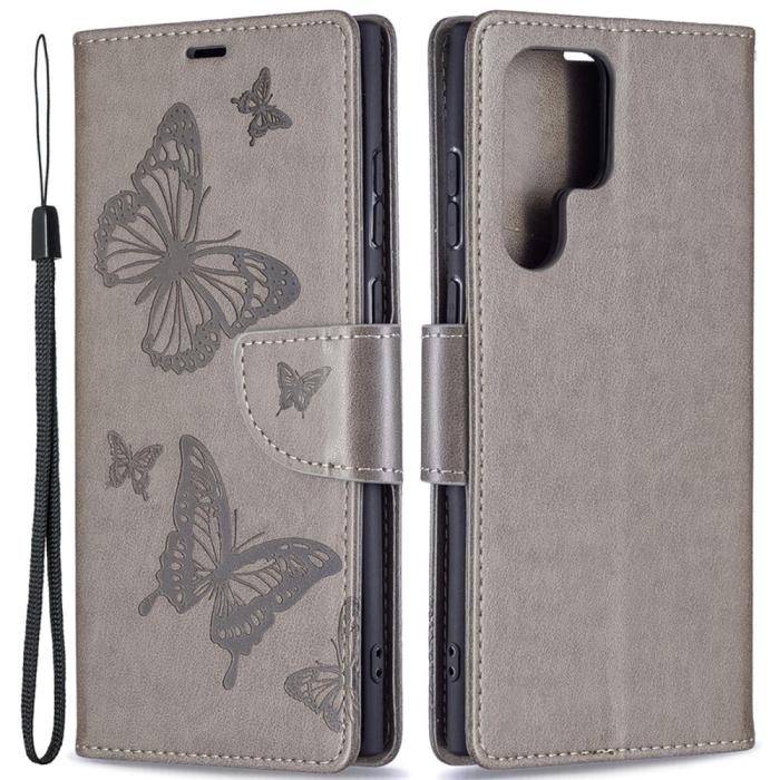 Bild 1, Samsung Galaxy S22 Ultra Fodral Butterfly Grå