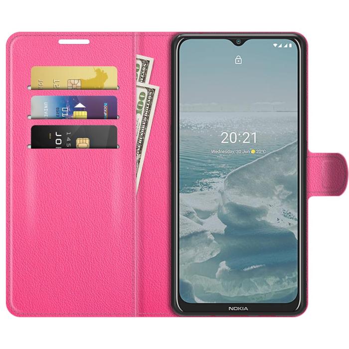 Bild 4, Nokia G10 / G20 Fodral Litchi Läder Rosa