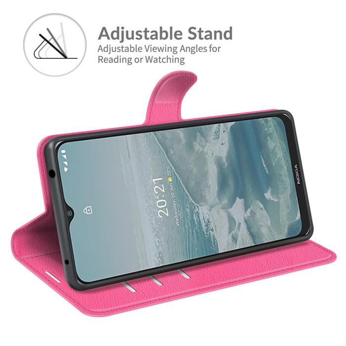Bild 5, Nokia G10 / G20 Fodral Litchi Läder Rosa