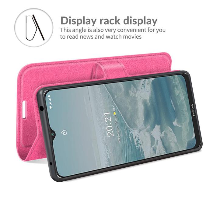 Bild 6, Nokia G10 / G20 Fodral Litchi Läder Rosa