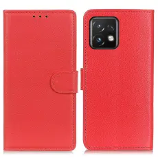 Motorola Edge 40 Pro 5G Fodral Litchi L&auml;der R&ouml;d