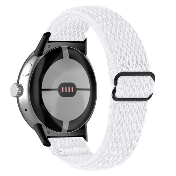 Bild 1, Google Pixel Watch / Watch 2 Justerbart Nylon Armband Vit