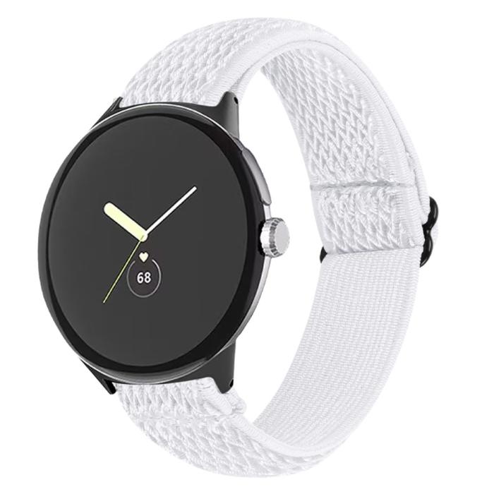 Bild 3, Google Pixel Watch / Watch 2 Justerbart Nylon Armband Vit