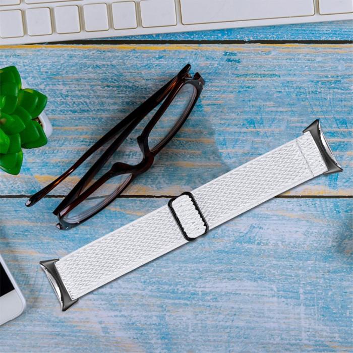 Bild 4, Google Pixel Watch / Watch 2 Justerbart Nylon Armband Vit