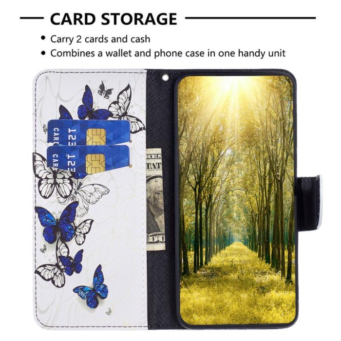 Bild 2, iPhone 16 Pro Fodral Med Tryck Blå Fjärilar Vit
