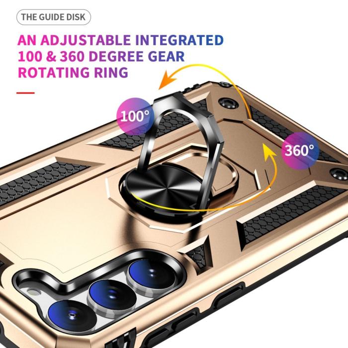 Bild 3, Samsung Galaxy S23 Plus Skal Ring Shockproof Hybrid Guld