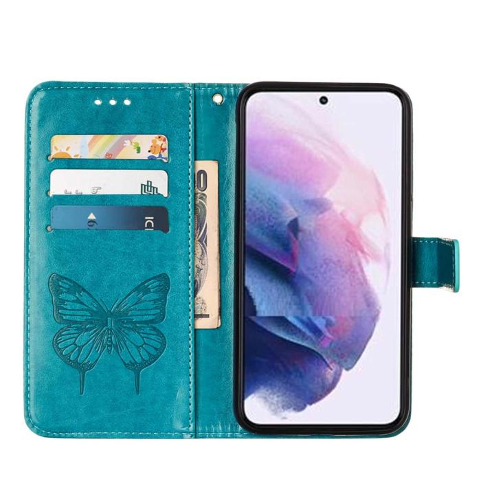 Bild 2, Samsung Galaxy S23 Fodral Fjäril Tryck Blå