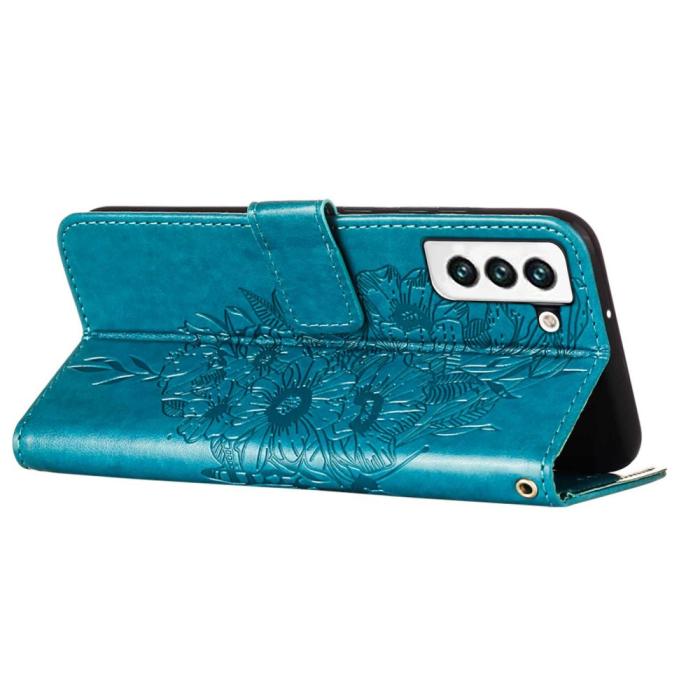 Bild 4, Samsung Galaxy S23 Fodral Fjäril Tryck Blå