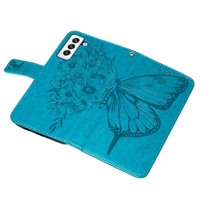 Bild 6, Samsung Galaxy S23 Fodral Fjäril Tryck Blå