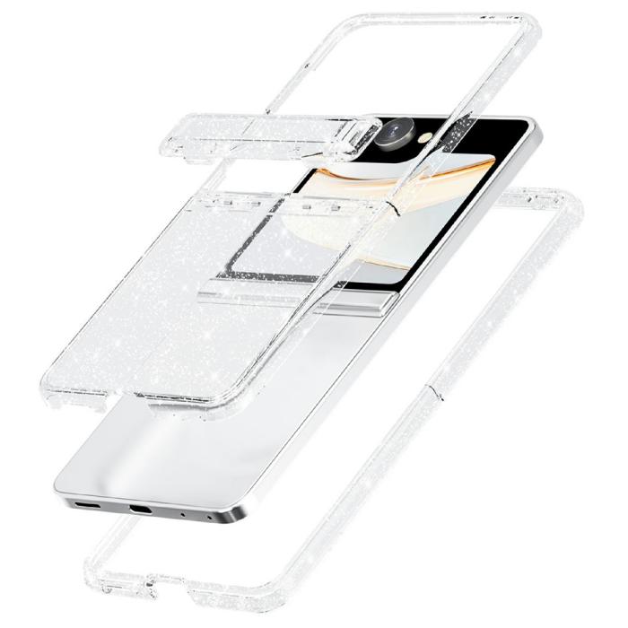 Bild 4, Samsung Galaxy Z Flip 8 Skal Glitter TPU Vit