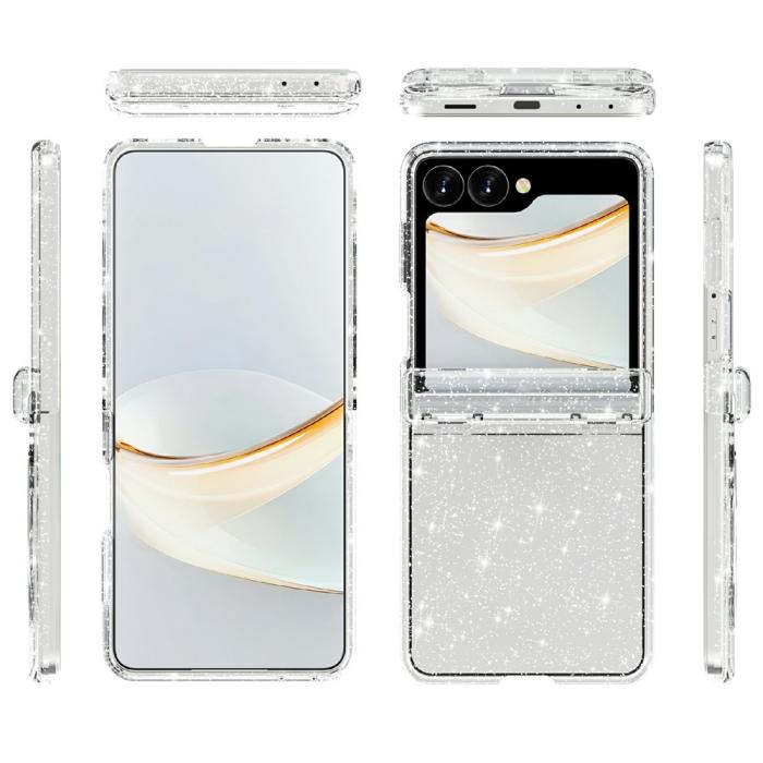 Bild 5, Samsung Galaxy Z Flip 8 Skal Glitter TPU Vit