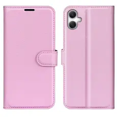 Samsung Galaxy A07 Fodral Litchi L&auml;der Ljus Rosa