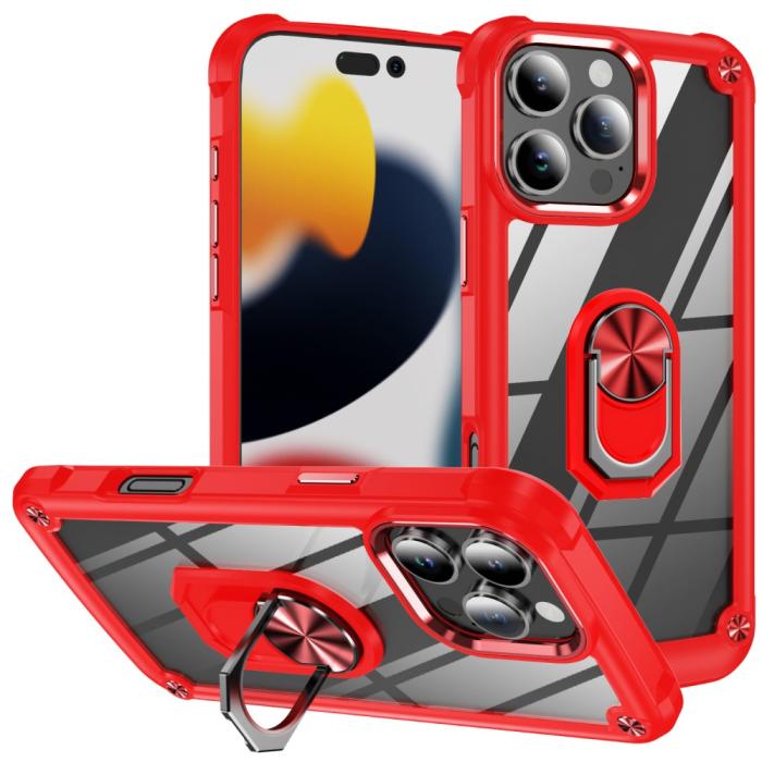 Bild 1, iPhone 16 Pro Max Skal Shockproof Ring Hybrid Röd