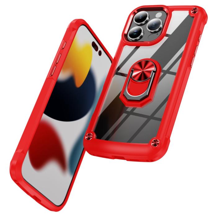 Bild 2, iPhone 16 Pro Max Skal Shockproof Ring Hybrid Röd