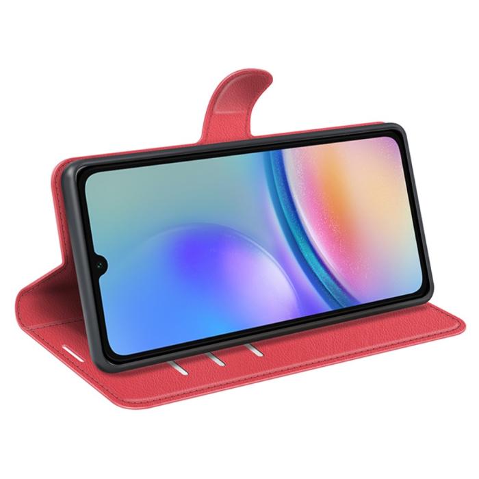 Bild 3, Samsung Galaxy A05s 4G Fodral Litchi Läder Röd